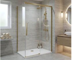 SAPHO GELCO LUXOR GOLD tolóajtó, fix oldalfallal, 120x80 cm, transzparent üveg, matt arany profil (GU1210GGU2180G120fix)