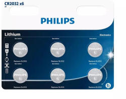 Philips CR2032P6/01B lítium gombelem 3.0V 6db/bliszter (CR2032P6/01B)