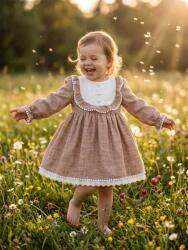 INFANT Rochie camel cu dantelă și volane Wondress 18-24 Luni (INFANT-12924805749085)