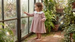 INFANT Rochiță din in cu guler Peter Pan și fundiță Wondress - Mărimi de la 6 la 24 luni (INFANT-6656362130233)