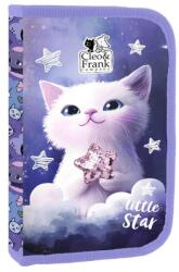 DERFORM Cleo & Frank kiscicás egyrekeszes kihajtható tolltartó felszereléssel lányoknak, lila, Little Star