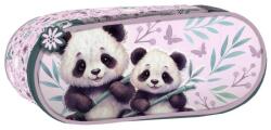 DERFORM BackUp egyrekeszes ovális tolltartó lányoknak, Sweet Panda, rózsaszín