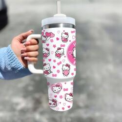  Thermo bögre termosz nagy kulacs Hello Kitty Rózsaszín Kawaii Ytk 1200 ml (708056052041)