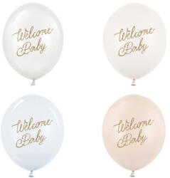 PartyDeco S. r. o Welcome Baby, blue mix, latex lufi, 30 cm, 5 db/cs