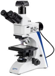 KERN OKO 178C832 metallográfiai, anyagvizsgálati mikroszkóp 50x/100x/200x/500x nagyítás, végtelen optikai egység, 5, 1 MP-es kamera, polarizált fény, állítható fényerejű 5 W-os LED ráeső és 5 W-os LED átme