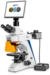 KERN & SOHN OBN 142T251 fluoreszcens biológiai mikroszkóp 40x/100x/200x/400x/1000x nagyítás, végtelen optikai egység, 8 MP-es tabletkamerás, állítható fényerejű 5 W-os LED alsó és 3W-os LED fluoreszcens megvilágí
