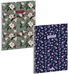 Ars Una spirál füzet A/4, sima, 60 lapos, többféle, Navy-Flower (ARS-53915955) - officetrade