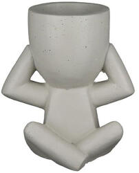  Kézzel készített matt világosszürke színű cement virágtartó figura - 15 cm (31779)