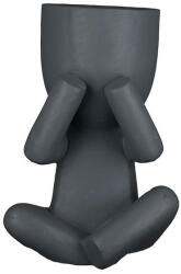  Kézzel készített matt szürke színű cement virágtartó figura - 15 cm (31781)