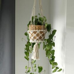  Kézzel készített makramé függő virágtartó kis méretű - 75 cm (macp-01)