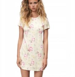 ZARA Ruha Zara mini rövid ujjú nyári krémszínű virágos méret Xs (8342/301/727)
