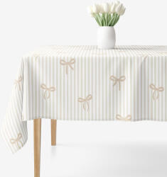 Goldea față de masă 100% bumbac - fundițe latte cu dungi 120 x 120 cm Fata de masa