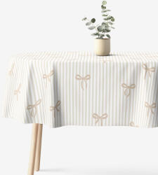 Goldea față de masă 100% bumbac - fundițe latte cu dungi - ovală 140 x 240 cm Fata de masa