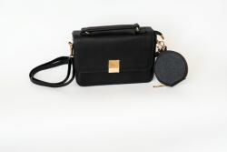 Pantaloni Chic Geantă Crossbody Neagră Piele Ecologică cu Breloc Portofel Chic