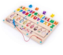 Flippy Jucarie educativa din lemn, Abecedar colorat pentru copii, Puzzle alfabet cu litere mari, Invatare litere, Dezvoltare vocabular, Joc Montessori din lemn, 3+ ani (PIT80L124)