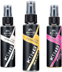 KING Aroma Pachet 3 Odorizante Auto Spray FUN VIBES , Happy, Mango, Bubble Gum , 3 x 50 ml , King Aroma