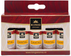 KINGAROMA Pachet 5 x Ulei Parfumat Aromaterapie SANTAL, KING Aroma, Set Rezerva pentru Echilibru, Meditatie si Eleganta Lemnoasa
