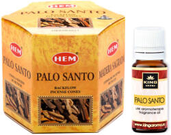 HEM Pachet Promo: 40 Conuri Parfumate Backflow HEM Palo Santo (Lemn Sfant) + Ulei Aromaterapie Palo Santo KING Aroma, 10ml