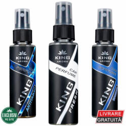 KING Aroma Pachet 3 Odorizante Auto Spray ANTI-TABAC RESET , Antitabac, Fresh, Breeze , 3 x 50 ml , King Aroma