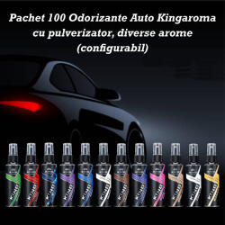 KING Aroma Pachet 100 Odorizante Auto cu pulverizator, diverse arome, 100 x 50 ml , retail, B2B, revanzare KING Aroma