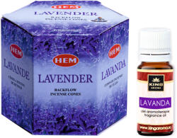 HEM Pachet Promo: 40 Conuri Parfumate Backflow HEM Lavanda + Ulei Aromaterapie Lavanda KING Aroma, 10ml
