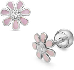 Lisa Jewelry for Kids rózsaszín százszorszép gyerek fülbevaló gömbzárral (JTAG-0305-18)