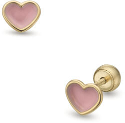 Lisa Jewelry for Kids szív rózsaszín belsővel gyerek fülbevaló gömb zárral (JTAG-0284-18)