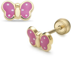 Lisa Jewelry for Kids pöttyös pink pillangó gyerek fülbevaló gömbzárral (JTAG-0322-18) - lisajewelryforkids