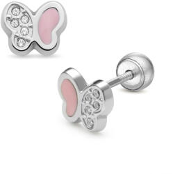 Lisa Jewelry for Kids félig köves pillangó gyerek fülbevaló gömb zárral (JTAG-0307-18) - lisajewelryforkids