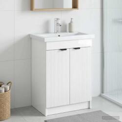 vidaXL Dulap de baie sub chiuveta Alb foarte lucios 56 x 37, 5 x 81 cm GartenMobel Dekor (890098)