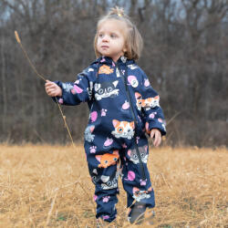 KidsCare Salopeta impermeabila pentru copii Kidscare cu pisicute, softshell, marimea 92 (KCSI503_Pisicute-92)