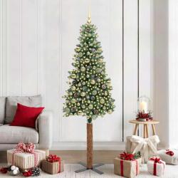 vidaXL Brad de Craciun subtire Verde 210 cm PVC si lemn de PIN masiv GartenMobel Dekor (3394916)