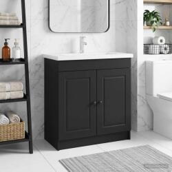 vidaXL Dulap de baie sub chiuveta Negru 56 x 37, 5 x 81 cm GartenMobel Dekor (890065)