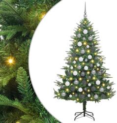 vidaXL Brad de Craciun artificial pre-iluminat cu set de bile Verde GartenMobel Dekor (3395347)