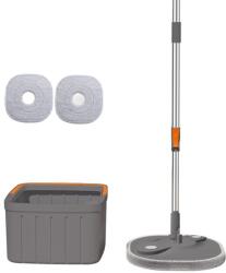 Dreamramp Set mop rotativ cu doua rezerve Dreamramp , culoare negru , Galeata patrata , doua compartimente pentru apa curata si murdara , robinet de scurgere a apei , consum redus de apa (WYLR-821)