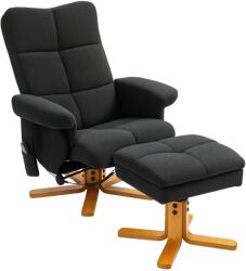HOMCOM Fotoliu de Masaj cu Functie de Intindere si Taburet, Inclinare 145°, Poliester, 80 x 86 x 99 cm, Negru | Aosom Romania (700-111V93BK)