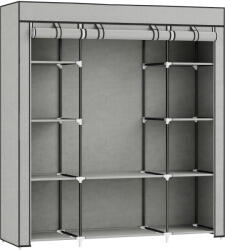 HOMCOM Dulap de depozitare, garderobă pliabilă din material textil cu bară de suspendare și rafturi, 150 x 43 x 162, 5 cm, gri deschis | Aosom Romania (850-212V00LG) Comoda