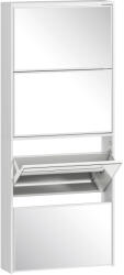 HomCom Dulap pentru Pantofi Economizor de Spațiu cu 4 Uși cu Oglindă 63x17x146 cm Alb | Aosom Romania (837-647V00WT) Pantofar