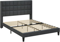 HomCom Pat 135x190 cm tapițat cu depozitare inferioară și tăblie capitonată cu urechi, gri | Aosom Romania (831-805V01GY)