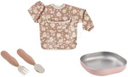 Beaba Set pentru servirea mesei First Meals Gift Set Savannah Bloom Beaba din oțel inoxidabil set de 4 piese în ambalaj cadou roz de la 4 luni (BE913638) Set pentru masa bebelusi