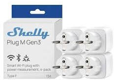 Shelly plug m gen3 (pachet 4 prize)- priza inteligenta wi-fi si bluetooth, monitorizare energie, procesor shelly chip, cont (3800238074180)