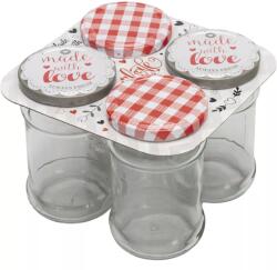 Gastro befőttesüveg 315 ml, csavaros tetővel Készült szeretettel, különböző színek, 4 db-os készlet