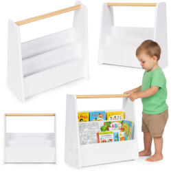 ECOTOYS Gyerek könyvespolc, ECOTOYS FH-KF230052, fehér, 42, 5 x 40 x 18 cm, 3 szintes, lekerekített élek, MDF, gyerekbarát magasság (TF4929)
