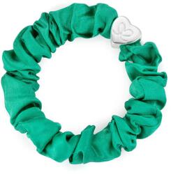 By Eloise London Silver Heart Silk Scrunchie színes Jungle Green