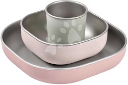 Beaba Étkészlet Stainless Steel Meal Set Cotton Candy Beaba rozsdamentes acélból 3 részes rózsaszín 4 hó-tól (BE913637)