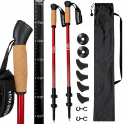 Nordic walking bot, túrabot, parafa markolattal, piros - állítható trekking bot (v14706_CZE)
