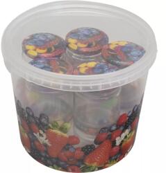 Gastro Borcan pentru conserve Gastro 210 ml, capac cu filet cu decor fructat, set 10 buc. , inclusiv găleată de cules