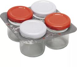 Gastro Borcan pentru conservare Gastro 40 ml, capac cu filet în diferite culori, set 4 buc
