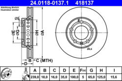ATE Disc frana ATE 24.0118-0137.1 (24.0118-0137.1) - turbochic