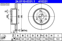 ATE Disc frana ATE 24.0110-0331.1 (24.0110-0331.1) - turbochic